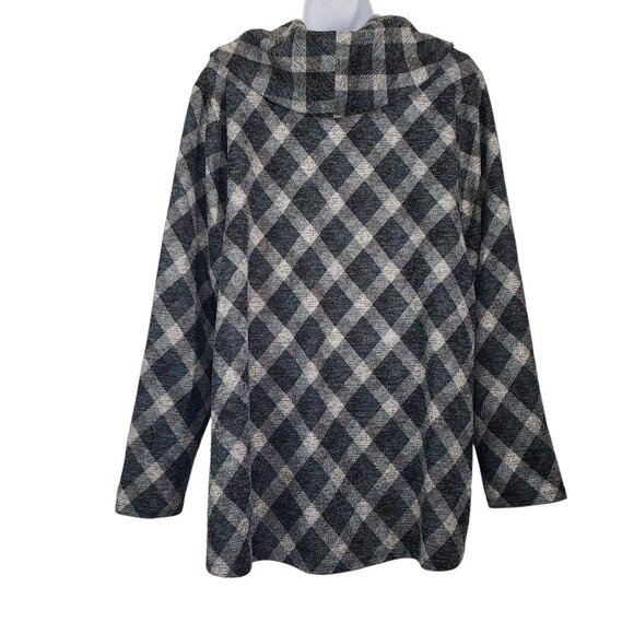 Lane Bryant Cowl Neck Tunic Top Diamond Plaid Gray Cozy Cabin Chic Size 18/20 - Picture 4 of 11